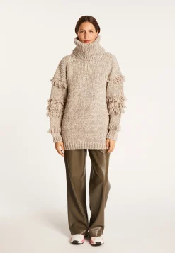 Montagut Jumper with large fringed roll neck - Sage