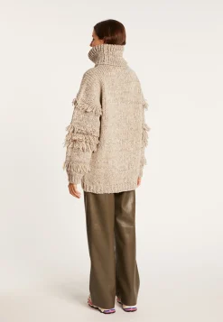 Montagut Jumper with large fringed roll neck - Sage