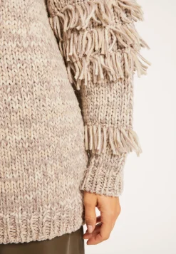 Montagut Jumper with large fringed roll neck - Sage