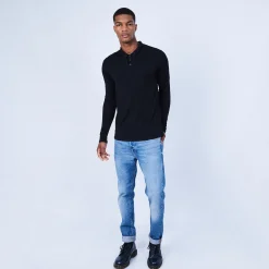 Montagut Jumper with polo collar in wool and silk - LUME