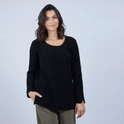 Montagut Jumper with slits in silk and wool velour - Bonnou