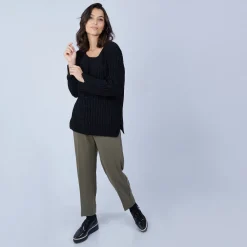 Montagut Jumper with slits in silk and wool velour - Bonnou