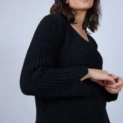 Montagut Jumper with slits in silk and wool velour - Bonnou