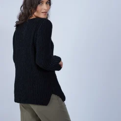 Montagut Jumper with slits in silk and wool velour - Bonnou