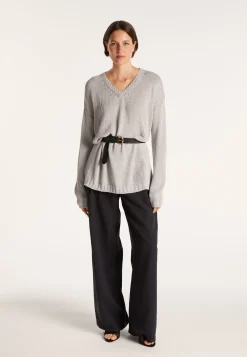 Montagut Large chunky knit v-neck sweater - Balata