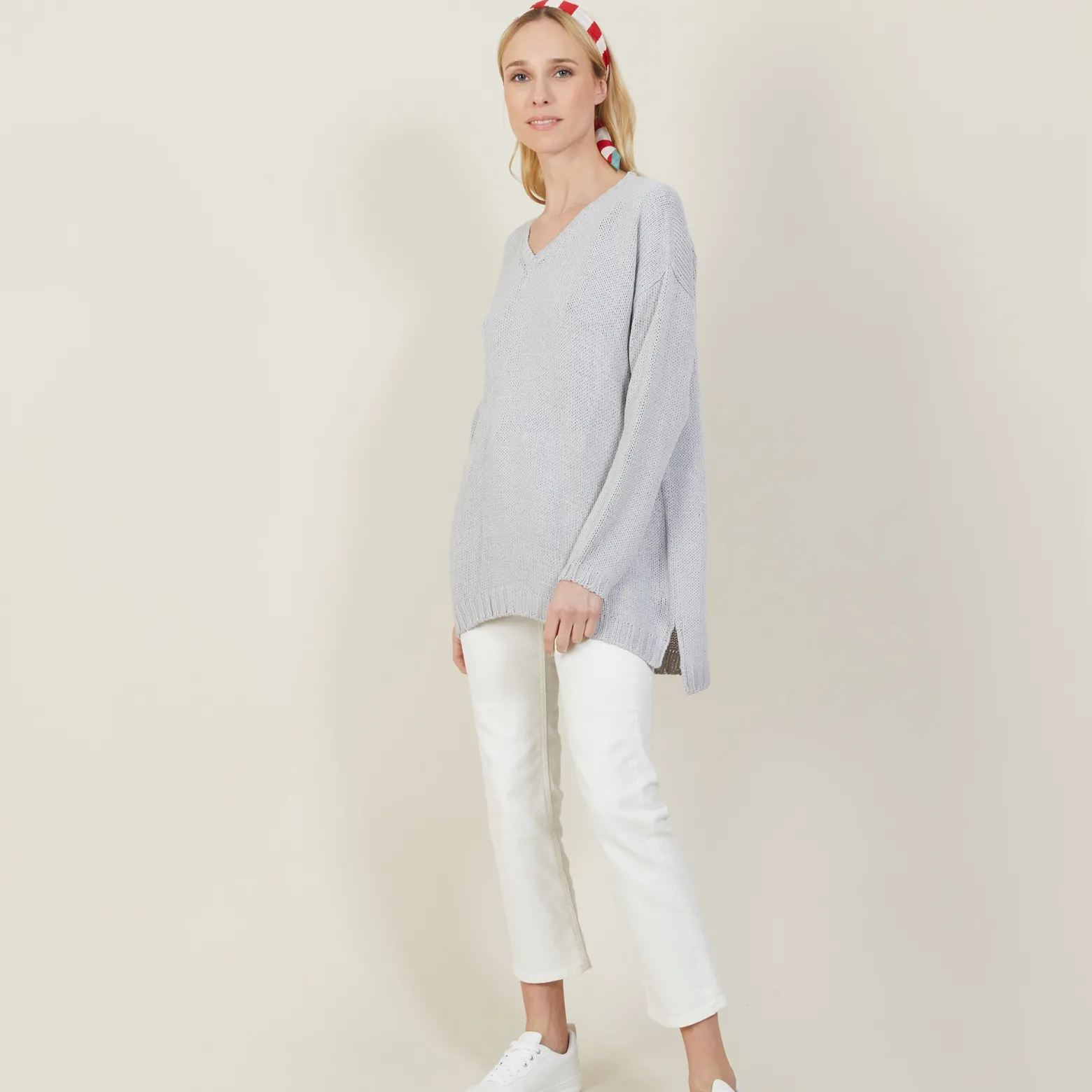 Montagut Large chunky knit v-neck sweater - Balata