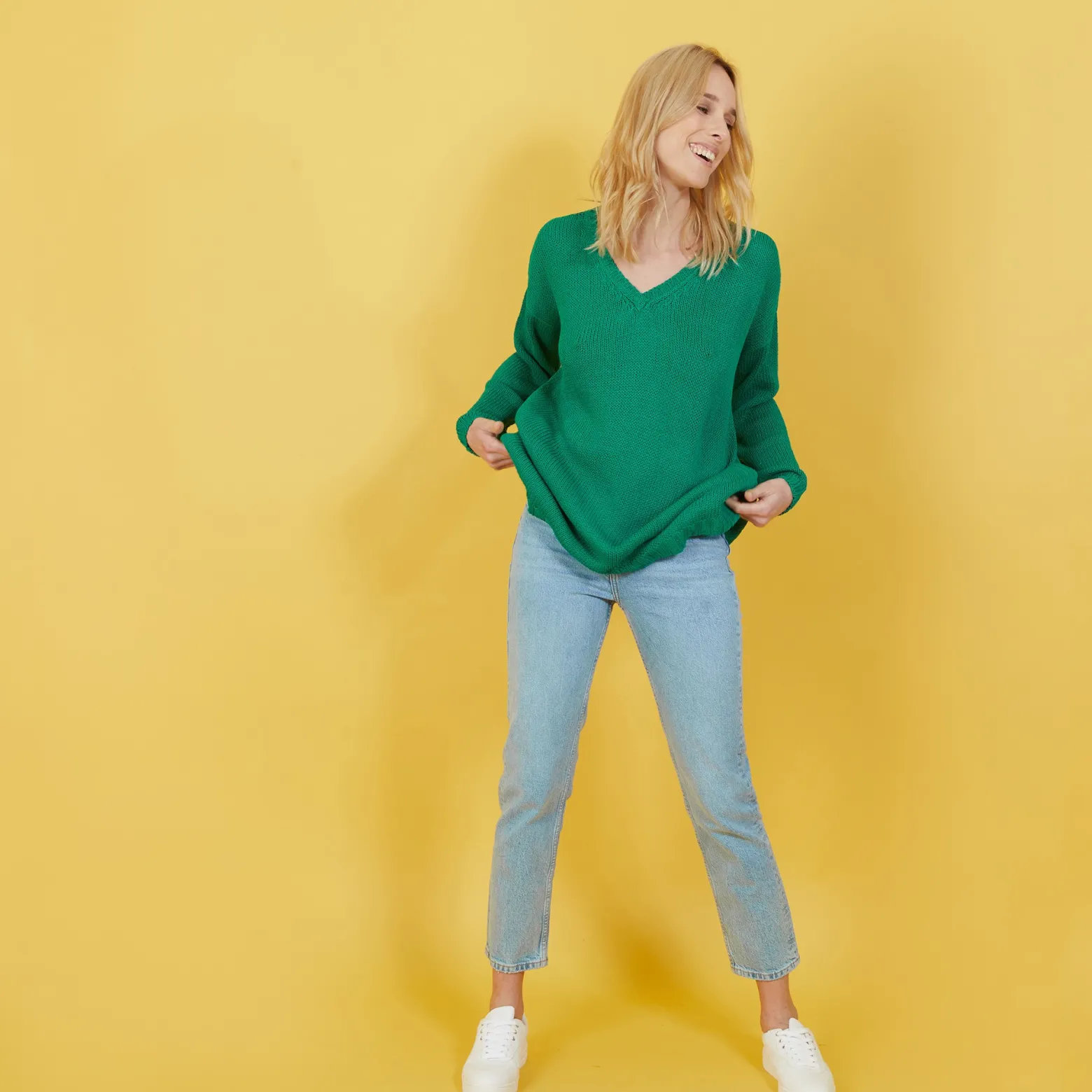 Montagut Large chunky knit v-neck sweater - Balata