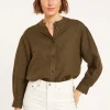 Montagut Linen blouse with tunisian collar - Vania