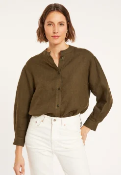 Montagut Linen blouse with tunisian collar - Vania