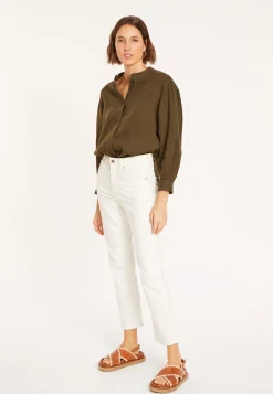 Montagut Linen blouse with tunisian collar - Vania