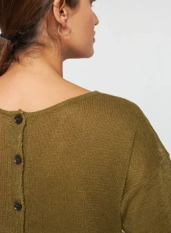 Montagut Linen Button Back T-Shirt - Tilla
