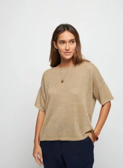 Montagut Linen Button Back T-Shirt - Tilla