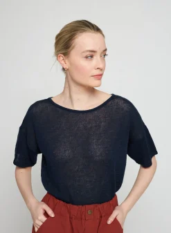 Montagut Linen Button Back T-Shirt - Tilla