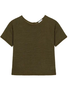 Montagut Linen Button Back T-Shirt - Tilla