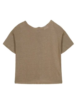 Montagut Linen Button Back T-Shirt - Tilla