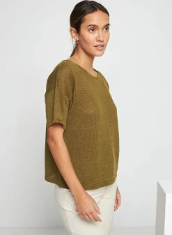 Montagut Linen Button Back T-Shirt - Tilla