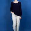 Montagut Linen cashmere round neck sweater - Amber