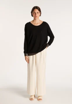 Montagut Linen cashmere round neck sweater - Amber