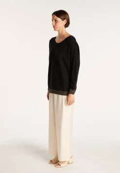Montagut Linen cashmere round neck sweater - Amber