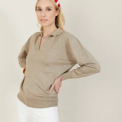 Montagut Linen cashmere sweater with polo neck - Bilbao