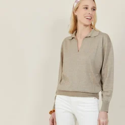 Montagut Linen cashmere sweater with polo neck - Bilbao