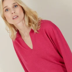 Montagut Linen cashmere sweater with polo neck - Bilbao