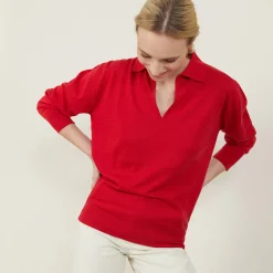 Montagut Linen cashmere sweater with polo neck - Bilbao