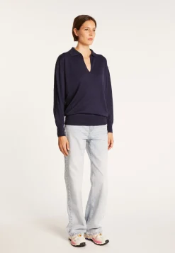 Montagut Linen cashmere sweater with polo neck - Bilbao