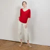 Montagut Linen T-shirt with elbow sleeves - Bonbon