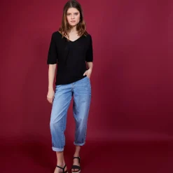 Montagut Linen T-shirt with elbow sleeves - Bonbon