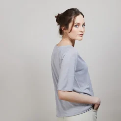 Montagut Linen T-shirt with elbow sleeves - Bonbon