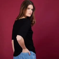 Montagut Linen T-shirt with elbow sleeves - Bonbon