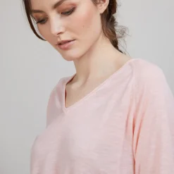 Montagut Linen T-shirt with elbow sleeves - Bonbon