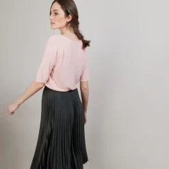 Montagut Linen T-shirt with elbow sleeves - Bonbon