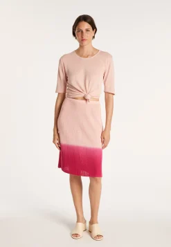 Montagut Linen viscose straight skirt - Coral