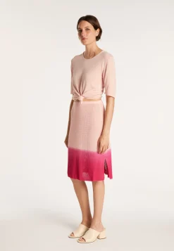 Montagut Linen viscose straight skirt - Coral