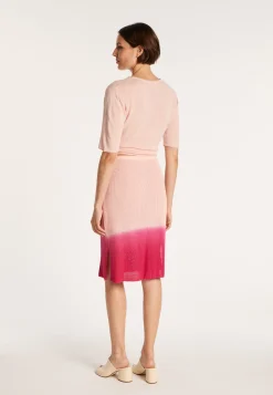 Montagut Linen viscose straight skirt - Coral