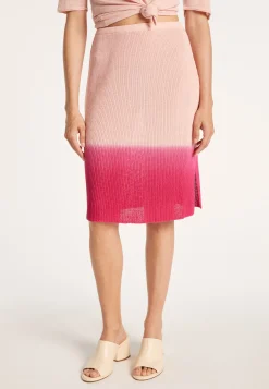 Montagut Linen viscose straight skirt - Coral