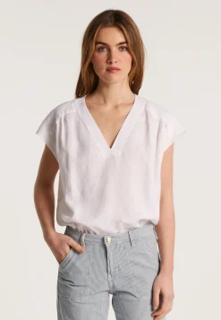 Montagut Linen V-neck T-shirt - Dala