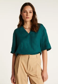 Montagut Linen V-neck T-shirt - Emma