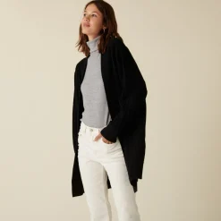 Montagut Long alpaca wool cardigan with balloon sleeves - Damy
