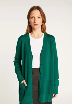 Montagut Long buttoned V-neck cardigan in merino wool - Alister