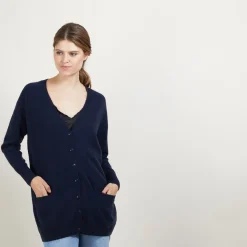 Montagut Long cardigan with pockets in cashmere - Blush