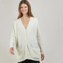 Montagut Long cardigan with pockets in cashmere - Blush