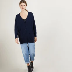Montagut Long cardigan with pockets in cashmere - Blush