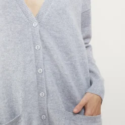 Montagut Long cardigan with pockets in cashmere - Blush