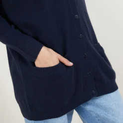 Montagut Long cardigan with pockets in cashmere - Blush
