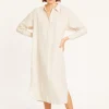Montagut Long dress with polo neck in linen - Valerie