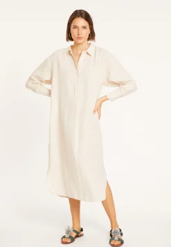 Montagut Long dress with polo neck in linen - Valerie