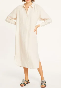 Montagut Long dress with polo neck in linen - Valerie